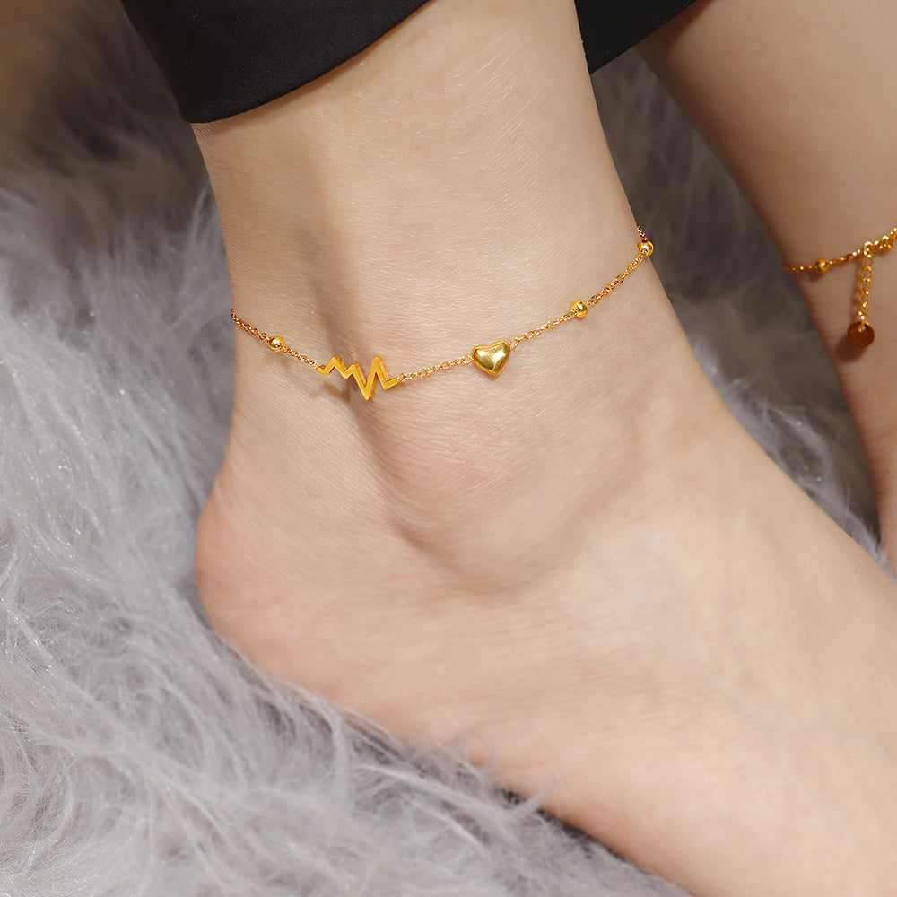 Women Heartbeat Charm Anklet Nin Boutique