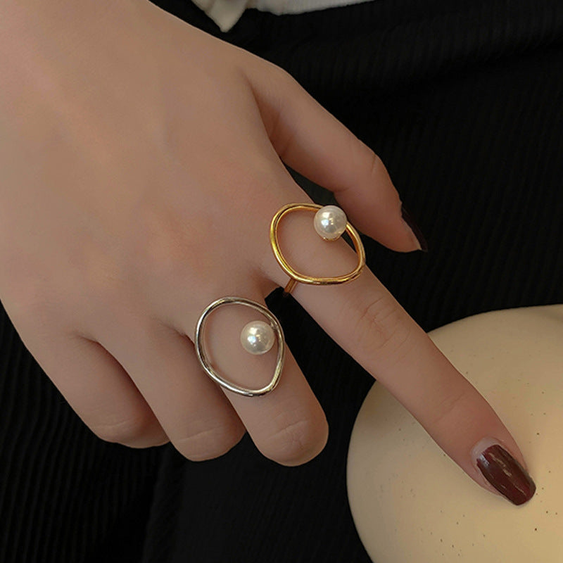 Ladies Open Ring with Unique Pearl Design Nin Boutique