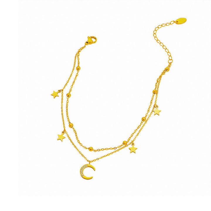 Women's ankle bracelet with sparkling charms and moon design Nin Boutique