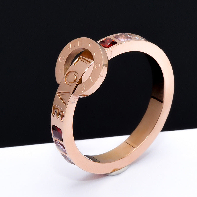 Women’s ring with modern love design and sparkling gemstones Nin Boutique