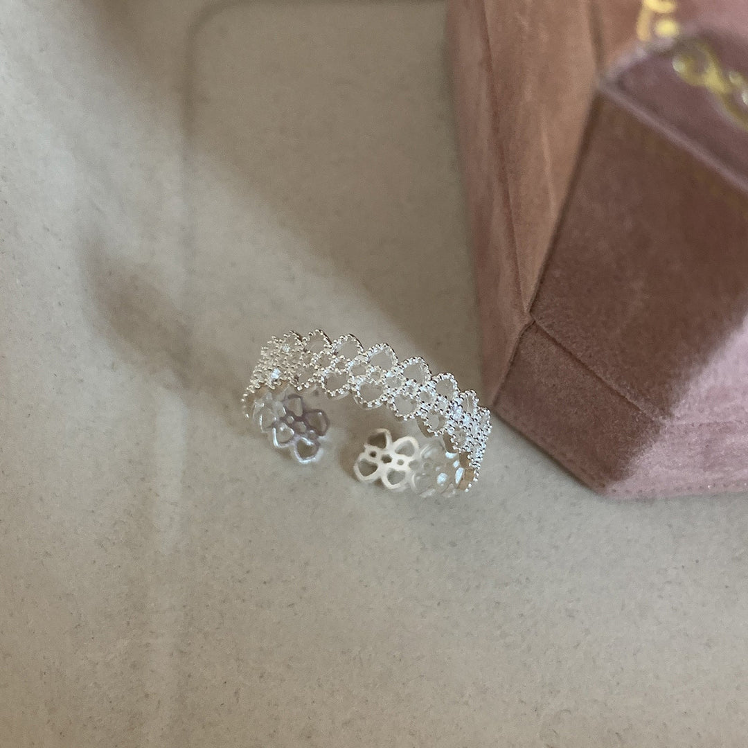 Women Open Ring with Floral Motifs Made of High-Quality Stainless Steel Nin Boutique