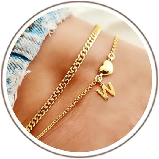 Ladies ankle bracelet with heart-shaped and initialized charm Nin Boutique