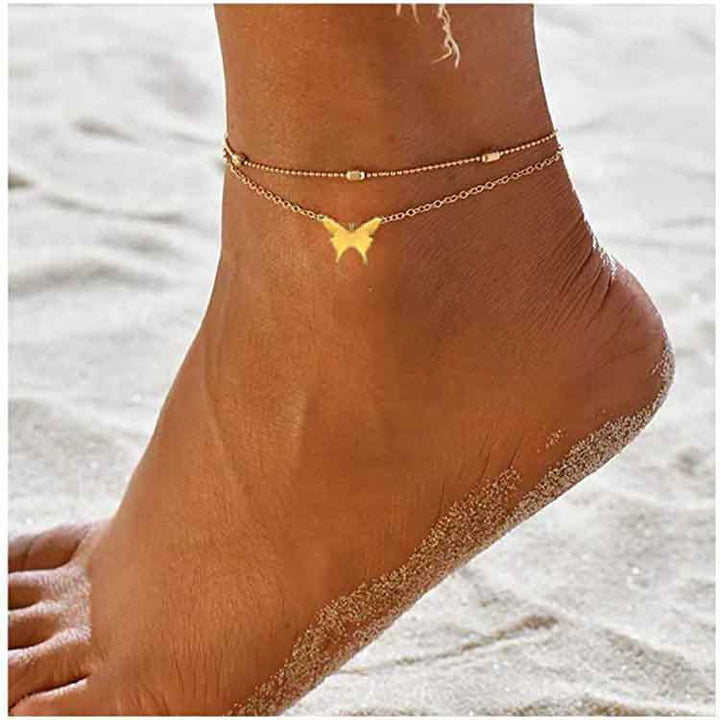 Ladies ankle bracelet with delicate butterfly pendant and elegant design Nin Boutique