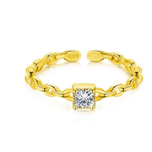 Women's Open Ring with Elegant Chain Design and Sparkling Zirconia Nin Boutique
