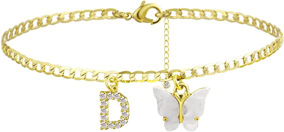 Ladies ankle bracelet with elegant glitter and butterfly charms Nin Boutique