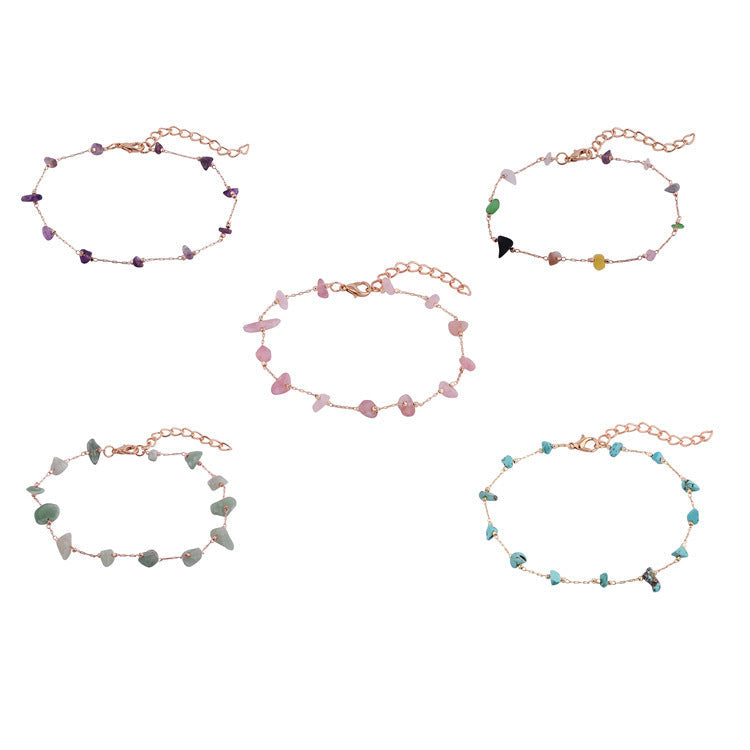Women anklets with natural gemstone decor and fine link design Nin Boutique