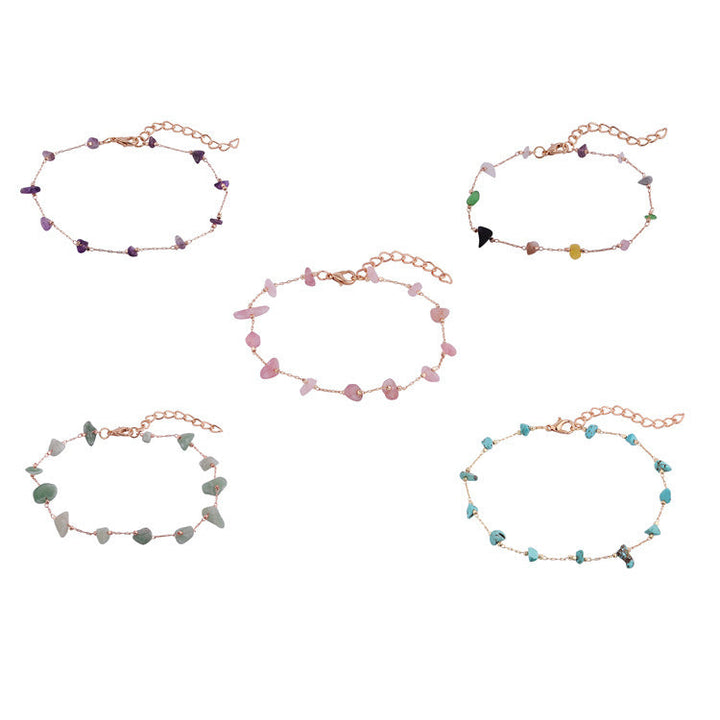 Women anklets with natural gemstone decor and fine link design Nin Boutique
