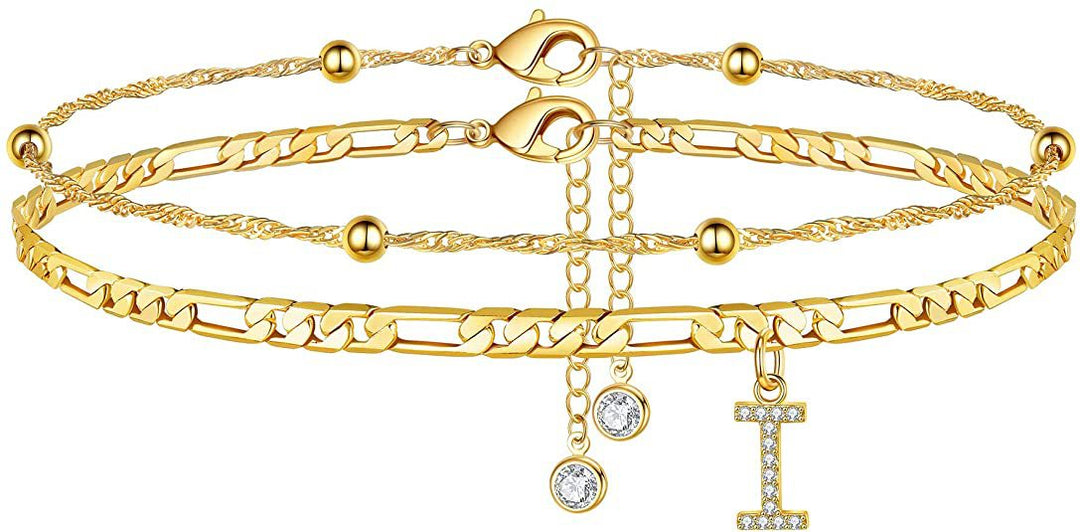 Women’s anklet with personalized pendant and sparkling zirconia elements Nin Boutique