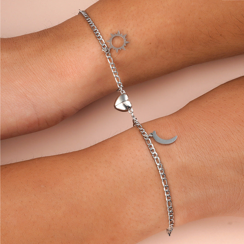 Women's Anklets with Moon and Heart Pendant Nin Boutique