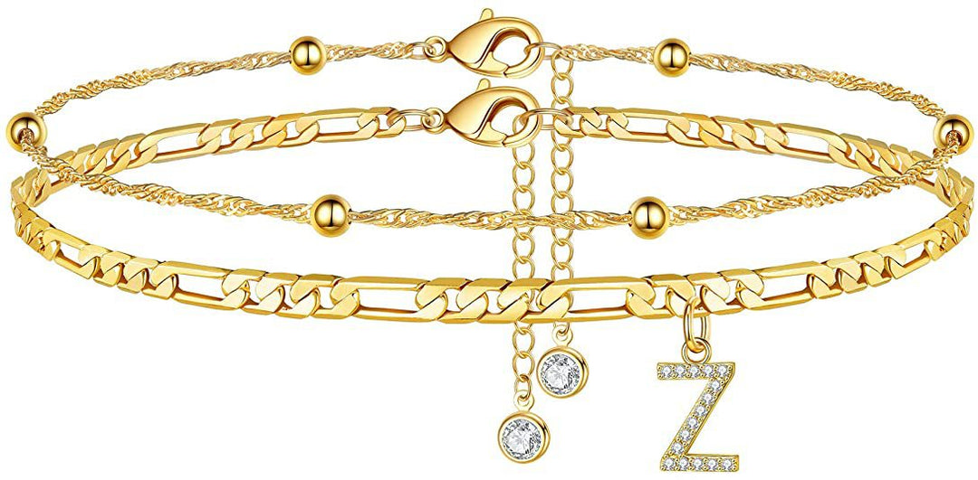 Women’s anklet with personalized pendant and sparkling zirconia elements Nin Boutique