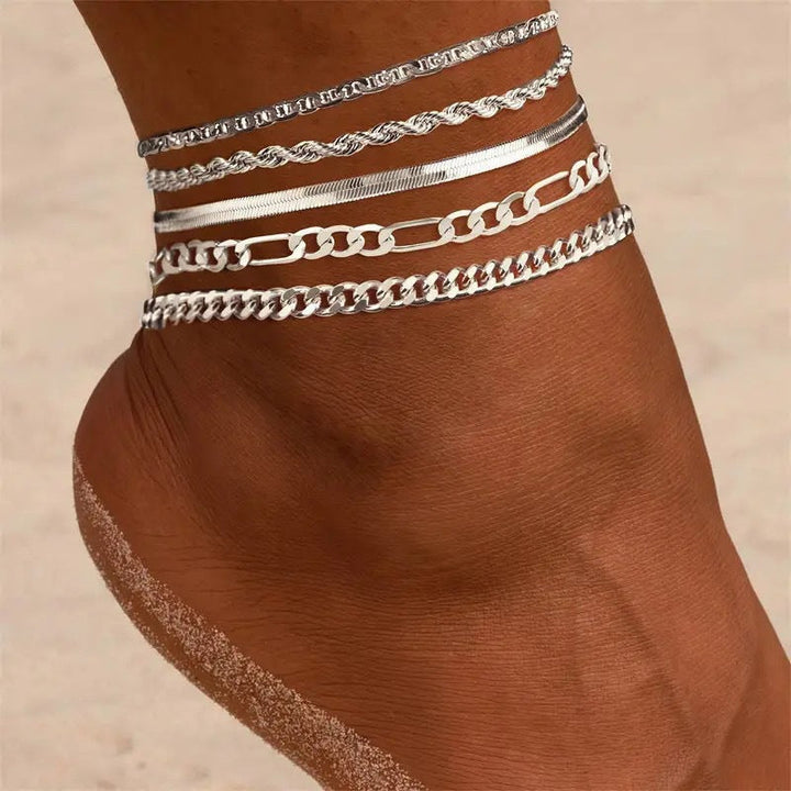 Women's multilayer ankle bracelet made of high-quality stainless steel Nin Boutique