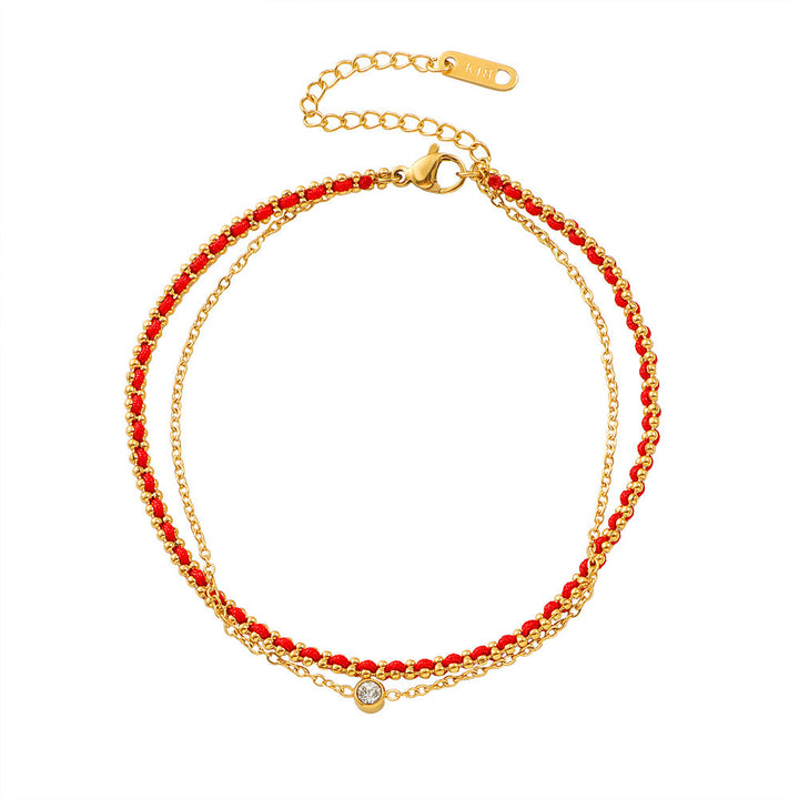 Women's anklet with sparkling stones and red design Nin Boutique