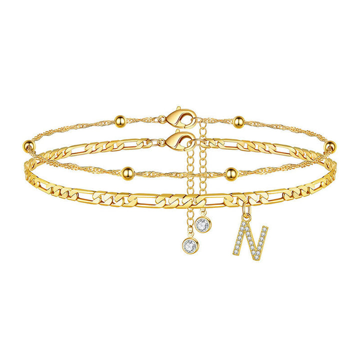 Women’s anklet with personalized pendant and sparkling zirconia elements Nin Boutique