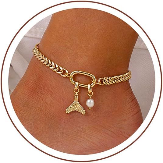 Women's Anklet with Maritime Star Pendant and Pearl Accent Nin Boutique
