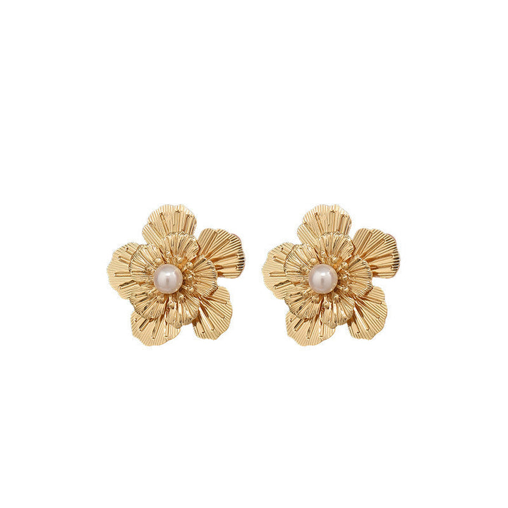 Women's earrings with artistic flower design and pearl accents Nin Boutique