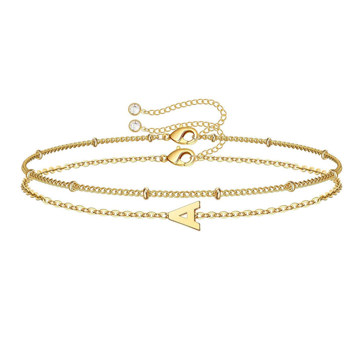 Ladies ankle bracelet with charming letter pendant and delicate chain design Nin Boutique