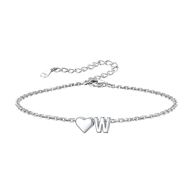 Women's ankle bracelet with personalized heart and letter pendant Nin Boutique