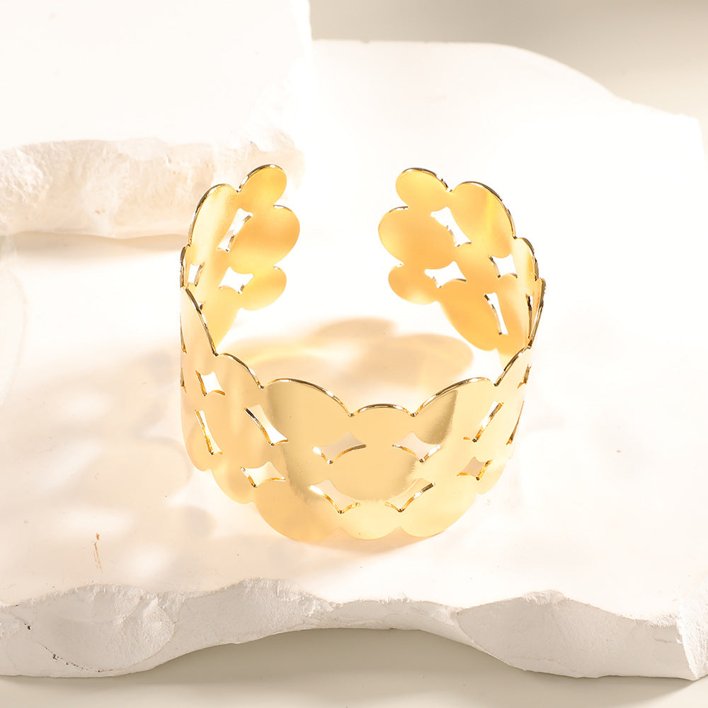 Women's Open Bangle with Artistic Relief Design Nin Boutique