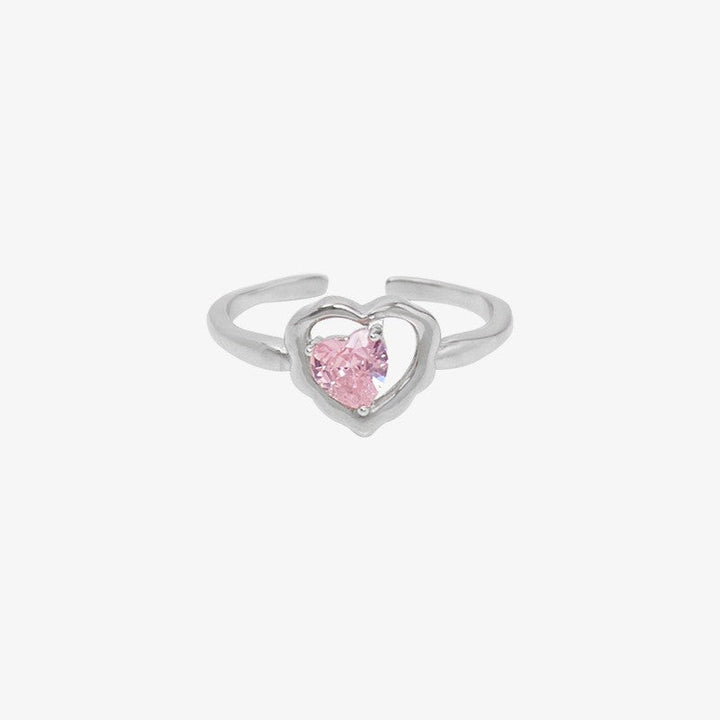 Women Open Ring with Heart-Shaped Zirconia and Modern Design Nin Boutique