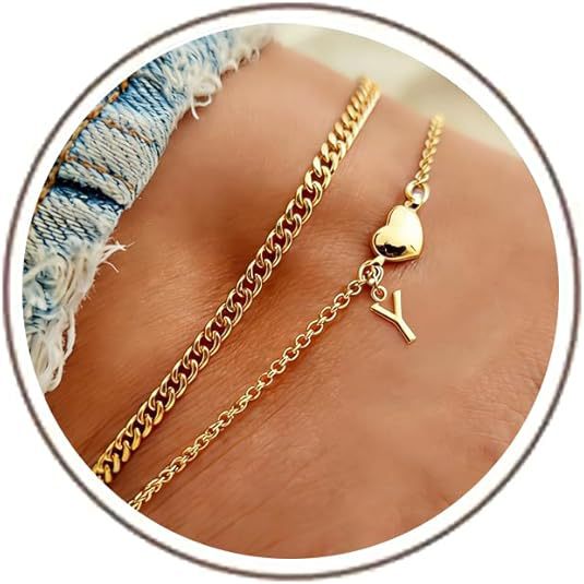 Ladies ankle bracelet with heart-shaped and initialized charm Nin Boutique