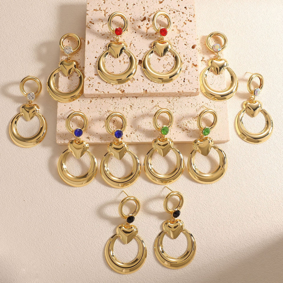 Ladies earrings with modern heart and ring design Nin Boutique