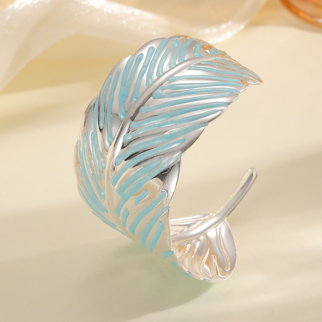 Women's Open Cuff in Tropical Leaf Design Nin Boutique
