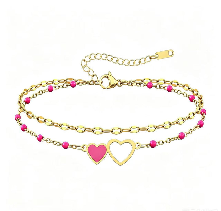 Ladies anklet with heartwarming pendant and colorful beads Nin Boutique