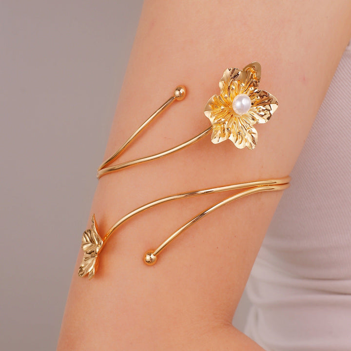 Women Open Cuff with Floral Accents Nin Boutique