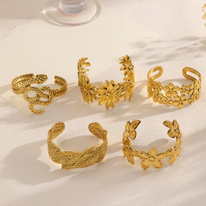 Women's Open Bracelet with Floral Motifs and Artistic Design Nin Boutique