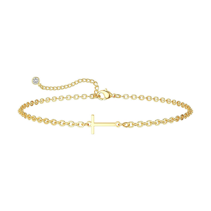 Women’s ankle bracelet with personalized initial and sparkling zirconia detail Nin Boutique