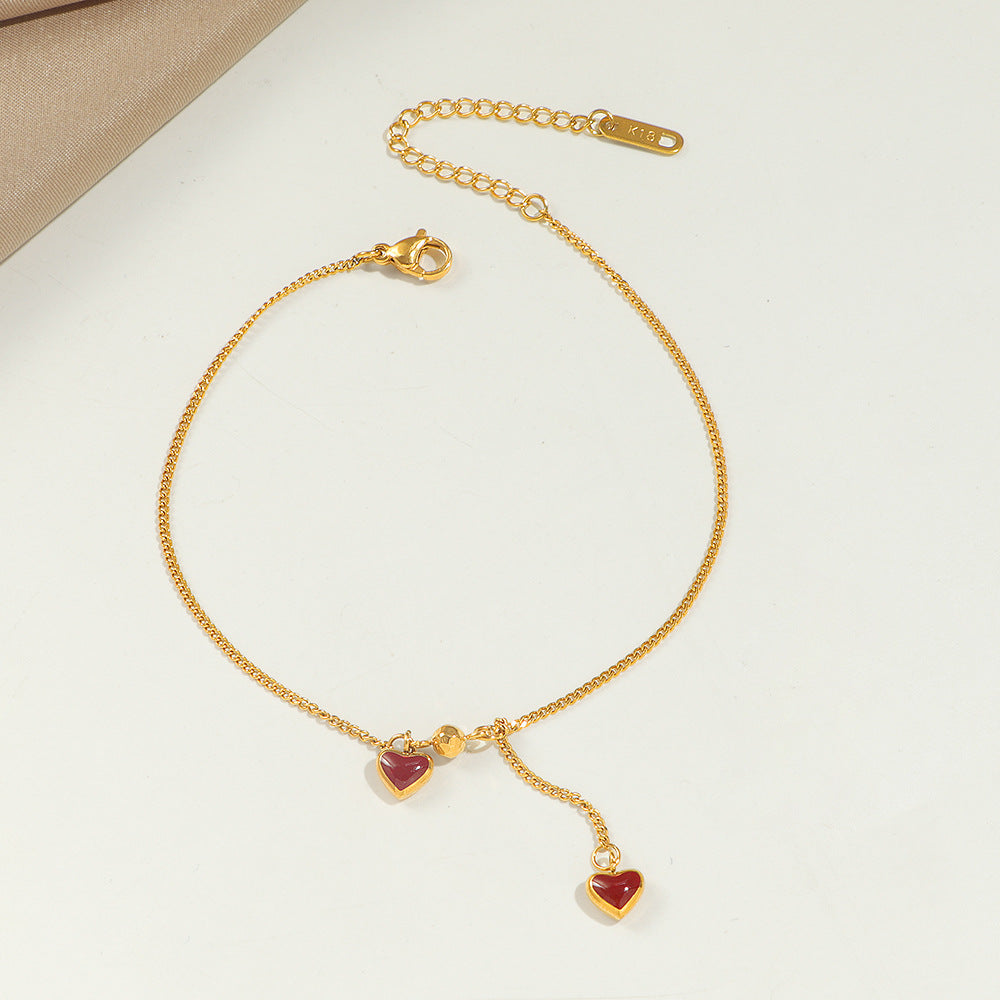 Ladies Heart Charm Adjustable Anklet Nin Boutique