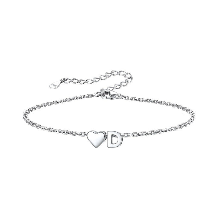 Women's ankle bracelet with personalized heart and letter pendant Nin Boutique