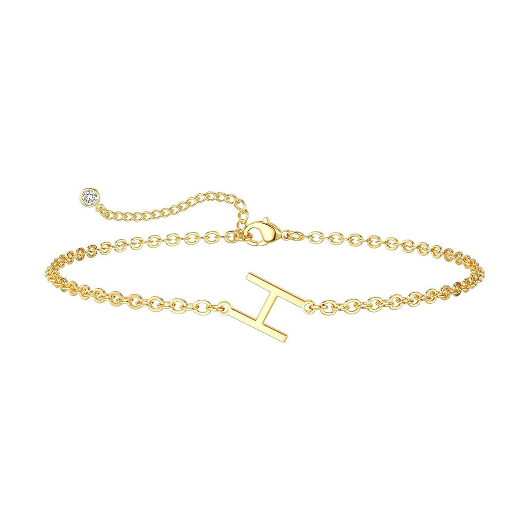 Women’s ankle bracelet with personalized initial and sparkling zirconia detail Nin Boutique