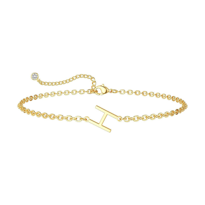 Women’s ankle bracelet with personalized initial and sparkling zirconia detail Nin Boutique