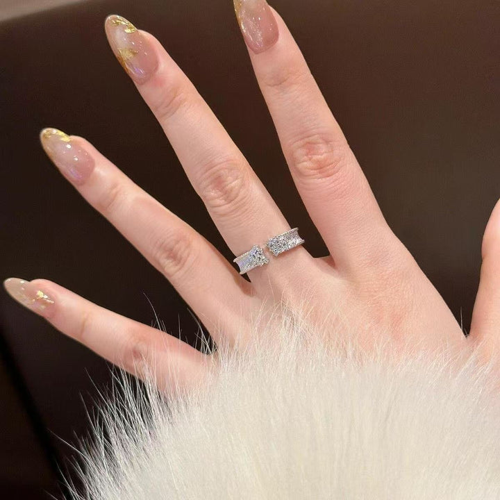 Women Open Ring with Sparkling Zirconia and Modern Design Nin Boutique