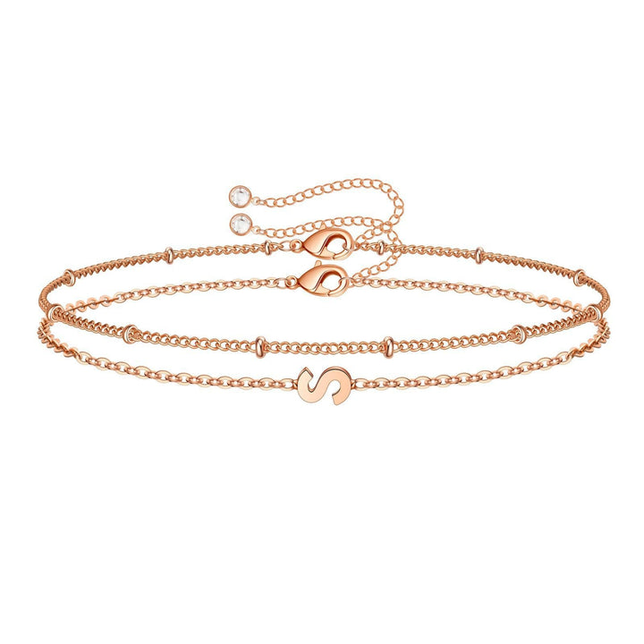 Ladies ankle bracelet with charming letter pendant and delicate chain design Nin Boutique