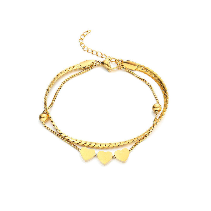 Ladies ankle bracelet with playful heart design and elegant chain style Nin Boutique