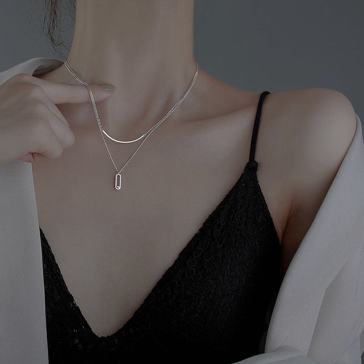Women's necklace with modern, two-layer design and sparkling pendant Nin Boutique