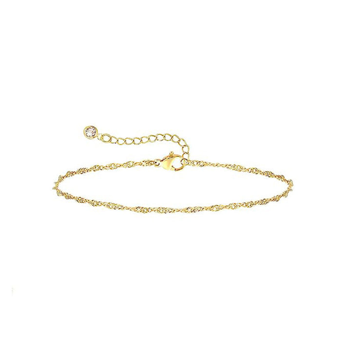 Women's delicate ankle chain set with fine links and sparkling zirconia details Nin Boutique