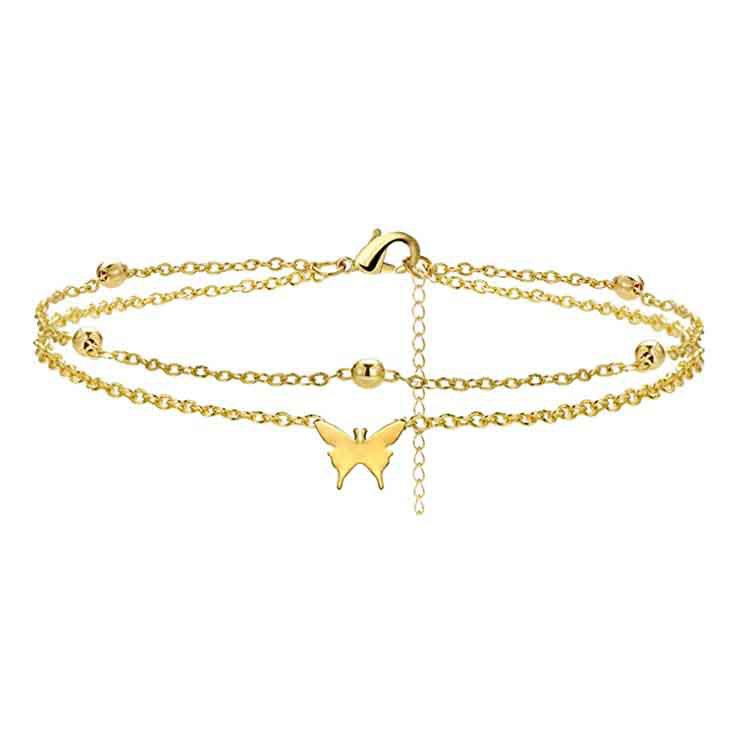 Ladies ankle bracelet with delicate butterfly pendant and elegant design Nin Boutique