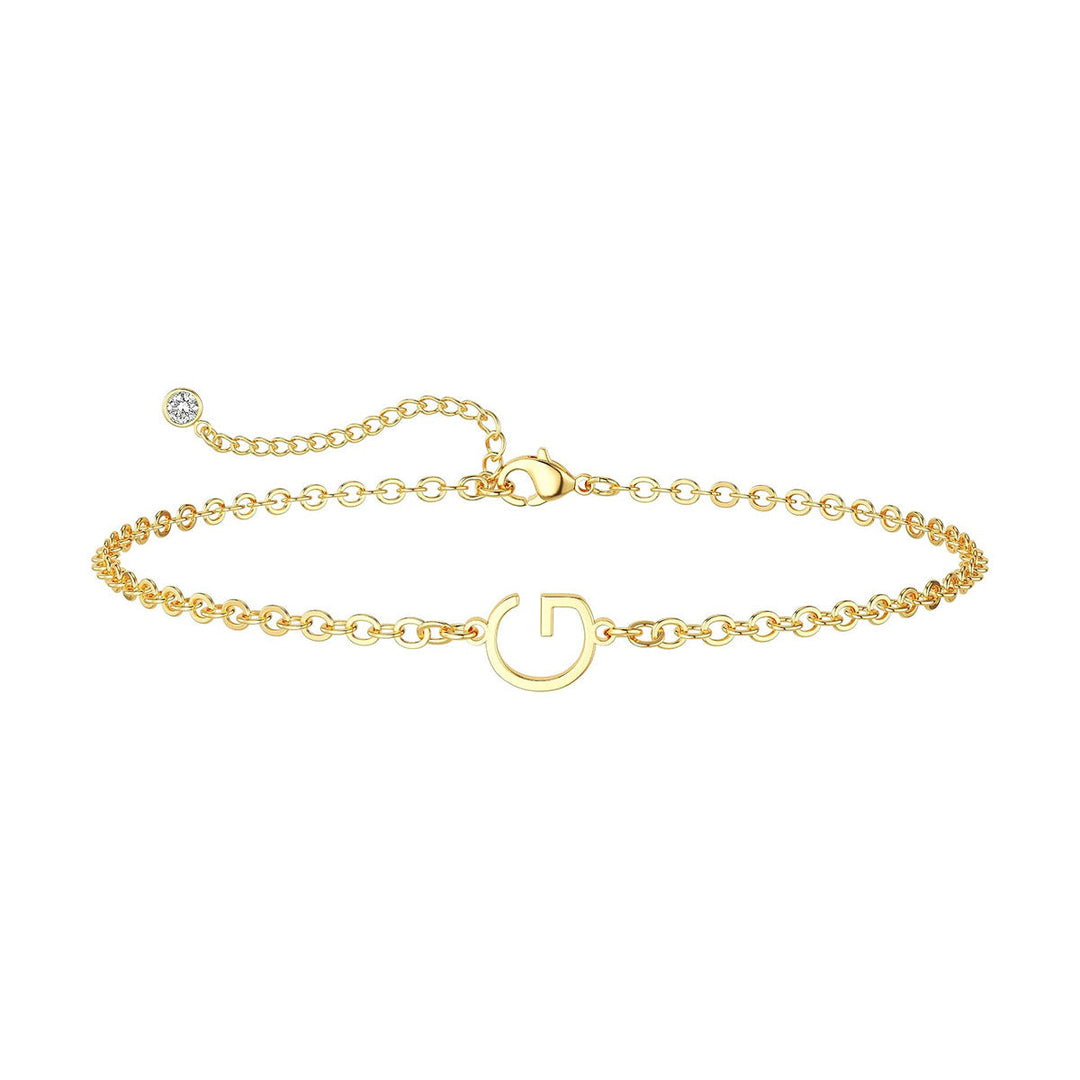 Women’s ankle bracelet with personalized initial and sparkling zirconia detail Nin Boutique