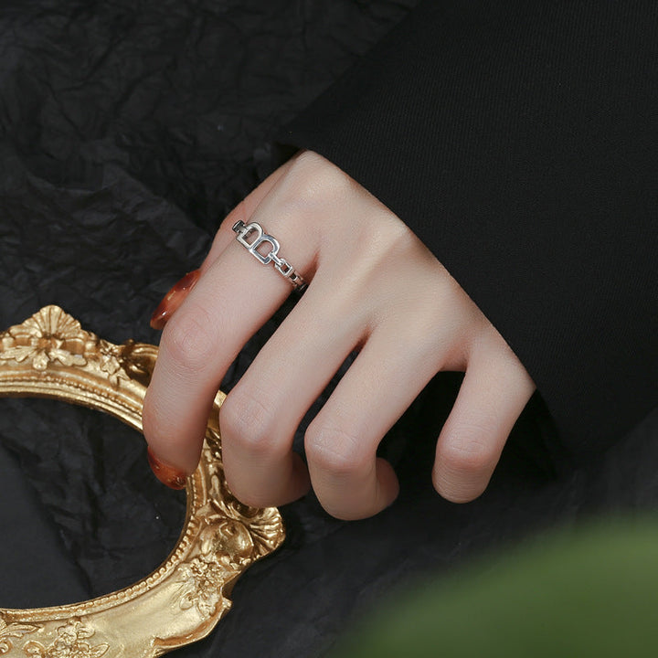 Women's Open Ring with Modern Chain Pattern Nin Boutique