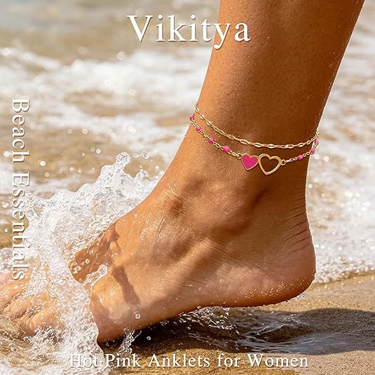 Ladies anklet with heartwarming pendant and colorful beads Nin Boutique