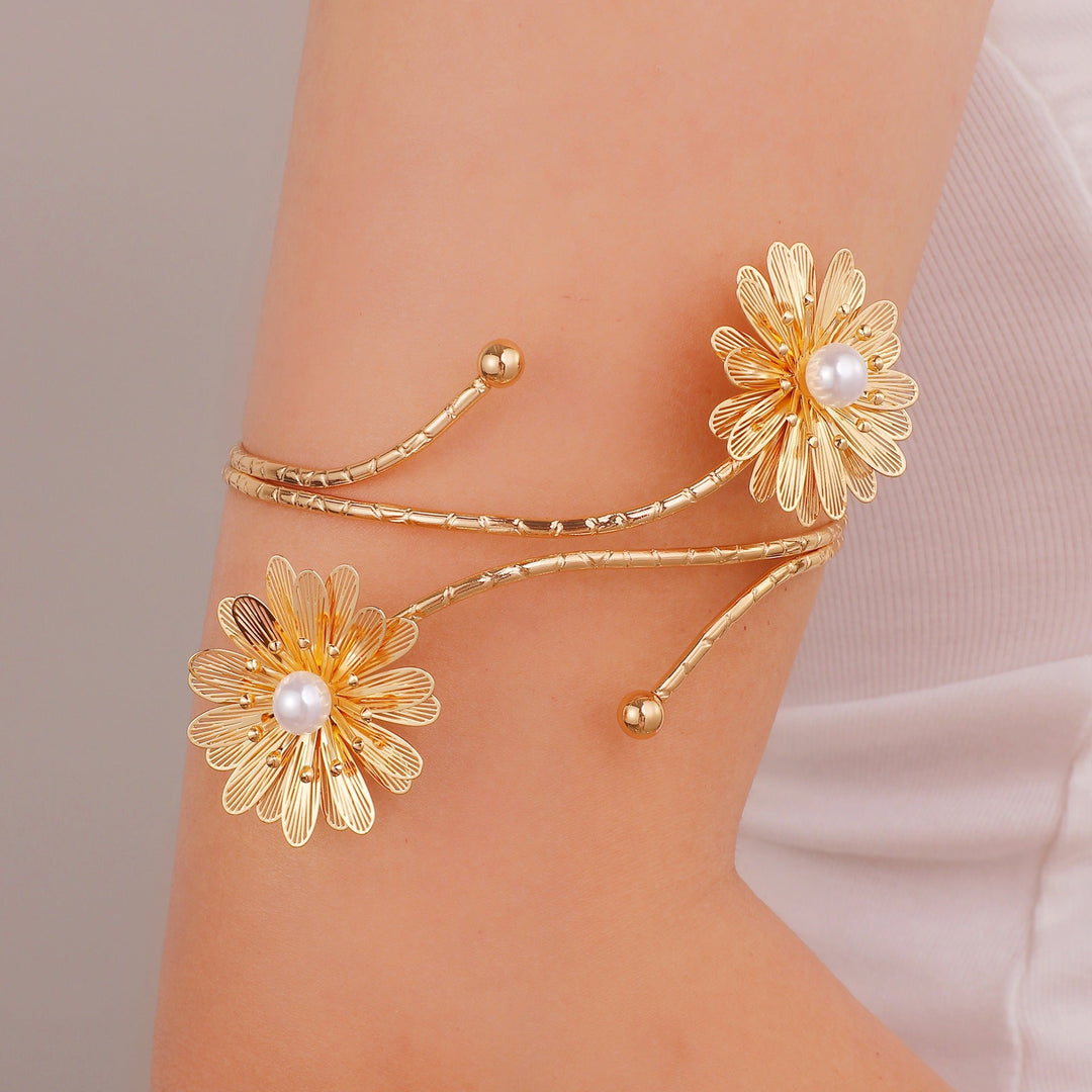 Women Open Cuff with Floral Accents Nin Boutique