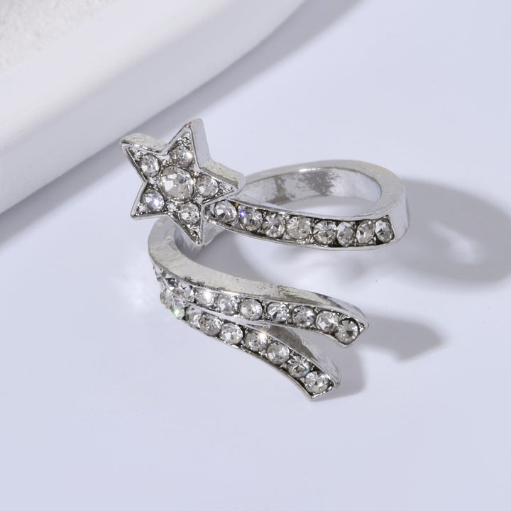 Women's adjustable star trail crystal wrap cocktail ring Nin Boutique