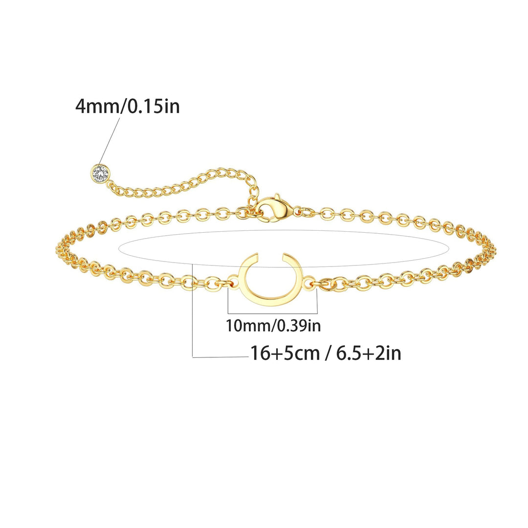 Women’s ankle bracelet with personalized initial and sparkling zirconia detail Nin Boutique