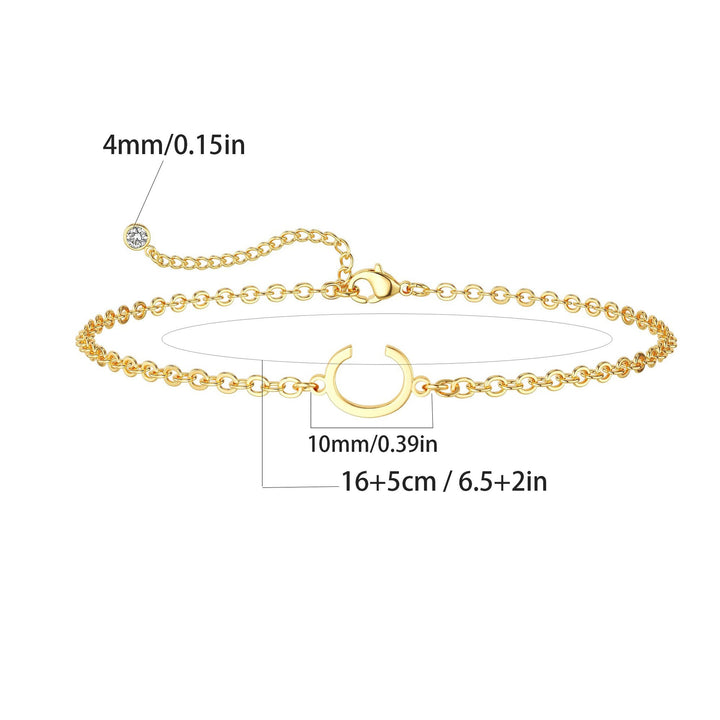 Women’s ankle bracelet with personalized initial and sparkling zirconia detail Nin Boutique