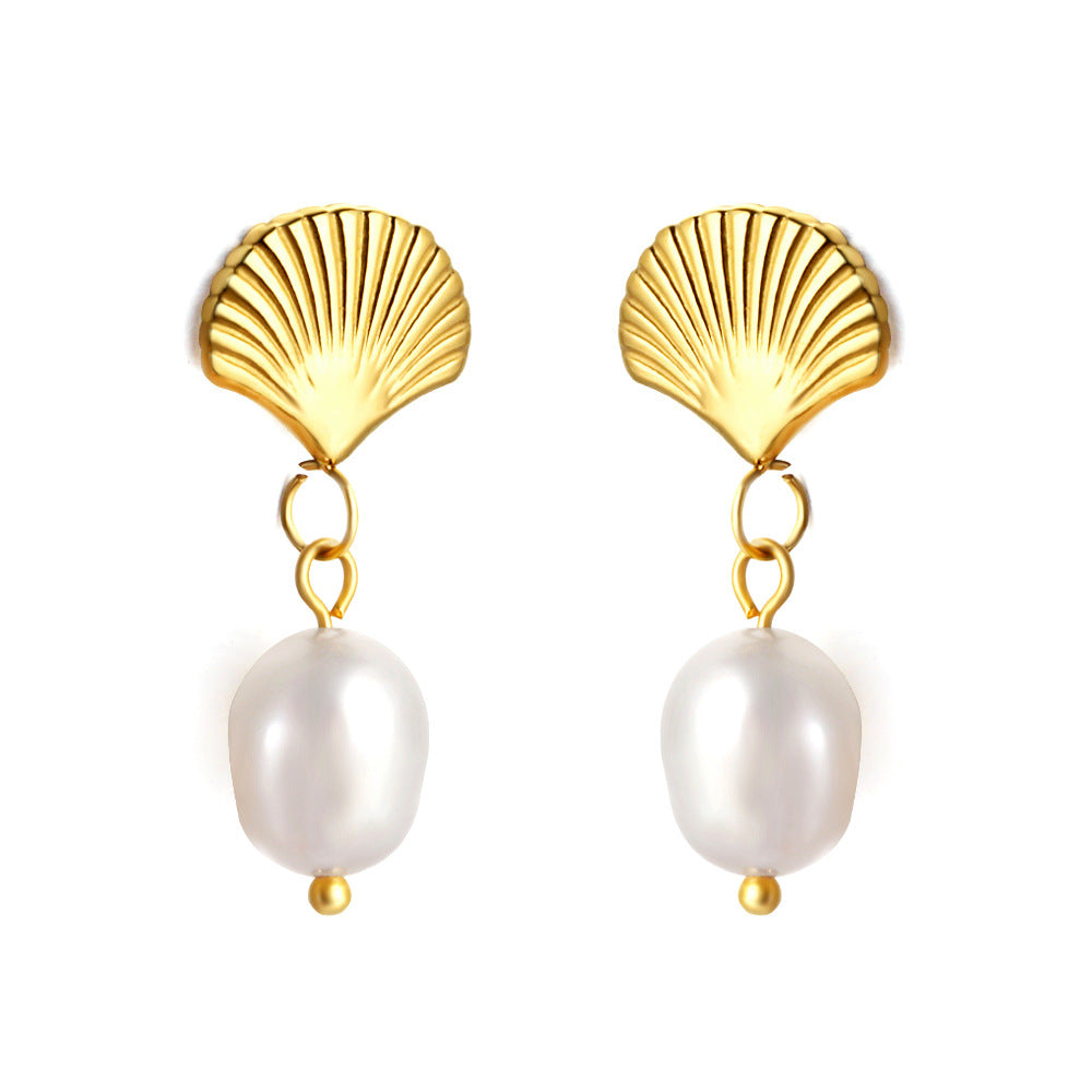 Women’s earrings with shell design and pearl Nin Boutique