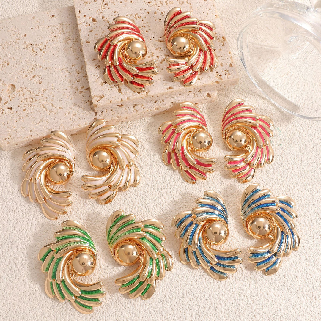 Ladies earrings with ornate wave pattern Nin Boutique