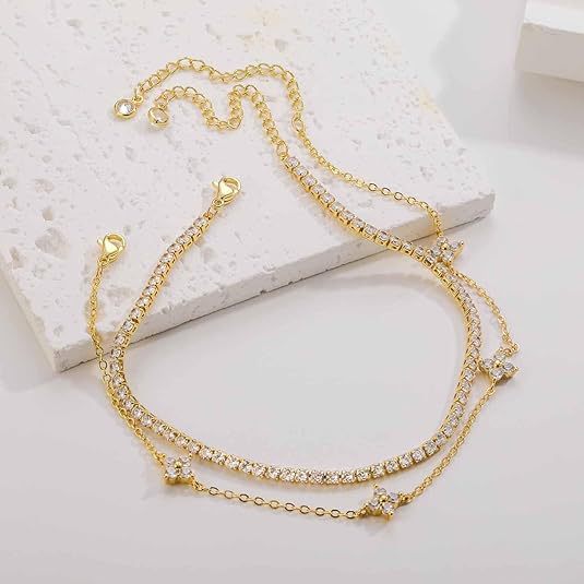 Women ankle bracelet with sparkling zirconia elements and elegant embellishments Nin Boutique